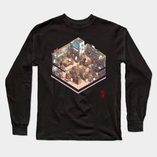 Isometric cat library Long Sleeve T-Shirt